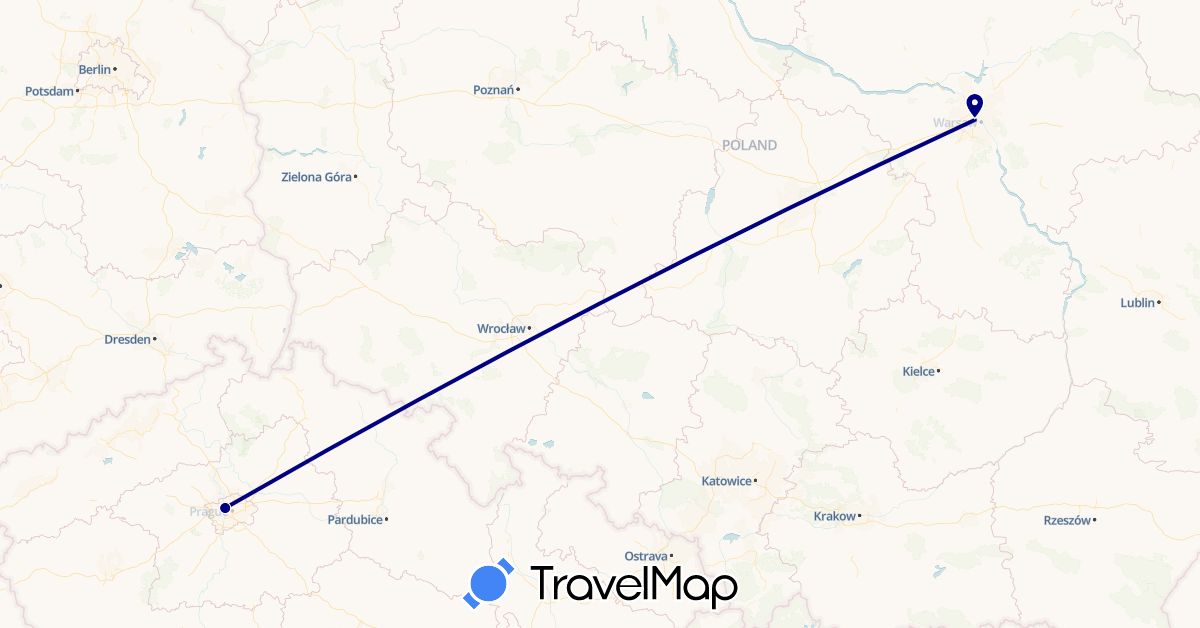 TravelMap itinerary: driving in Czech Republic, Poland (Europe)